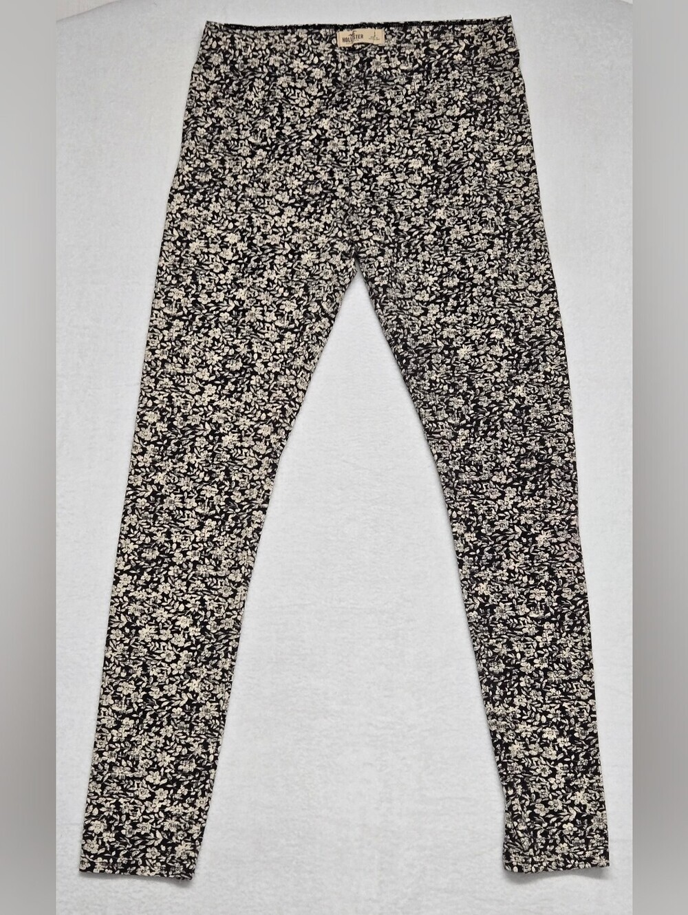 Hollister S Floral Leggings Black White Elastic Waist